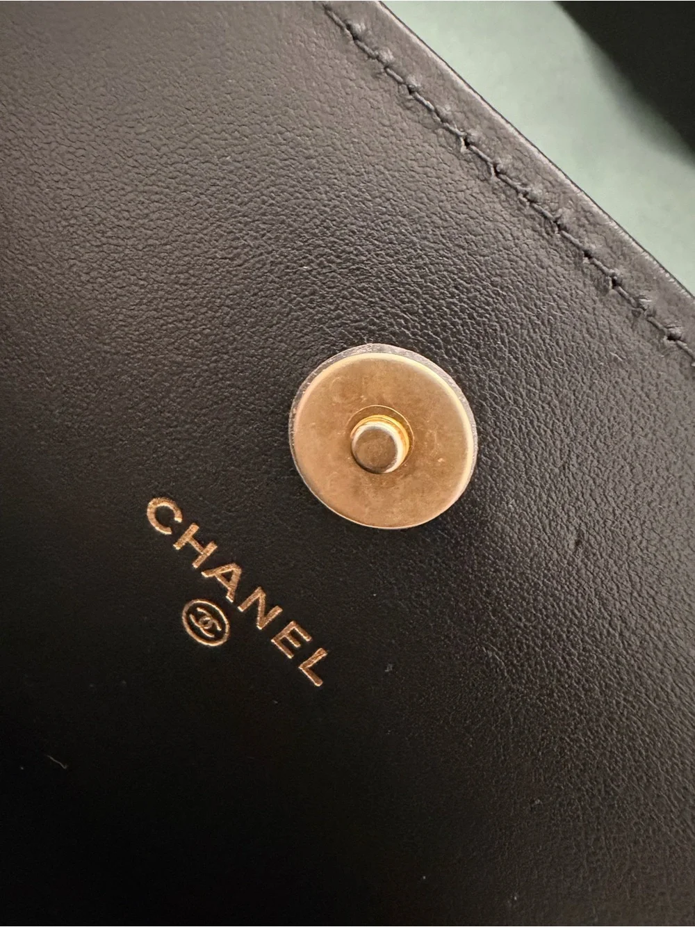 CHANEL Black Quilted Patent Leather Mini Flap with Gold Hardware